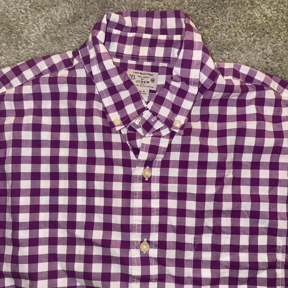J. Crew Button Down Shirt Size Medium Purple & White Gingham